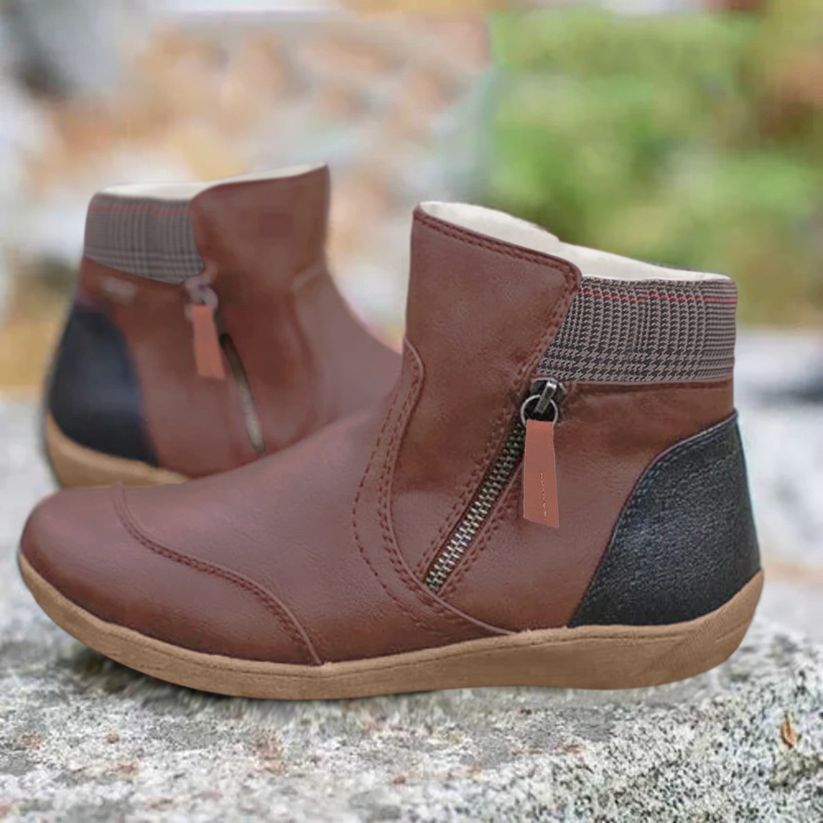 Eleanor | Waterproof Boots Ankle Leather Zipper Women's