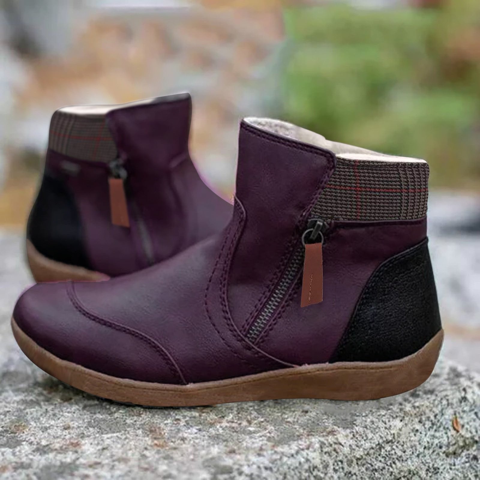 Eleanor | Waterproof Boots Ankle Leather Zipper  Women's